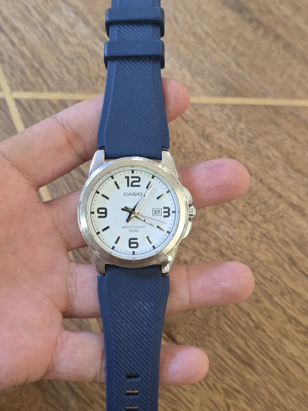 Casio Men’s Blue Strap Analog Watch - White Dial